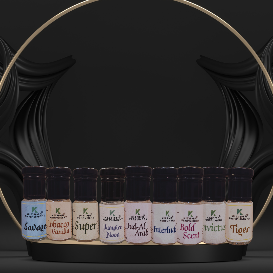 Kizama Bestselling 9 Attars Combo For Testing, 3ml Each Kizama Perfumery