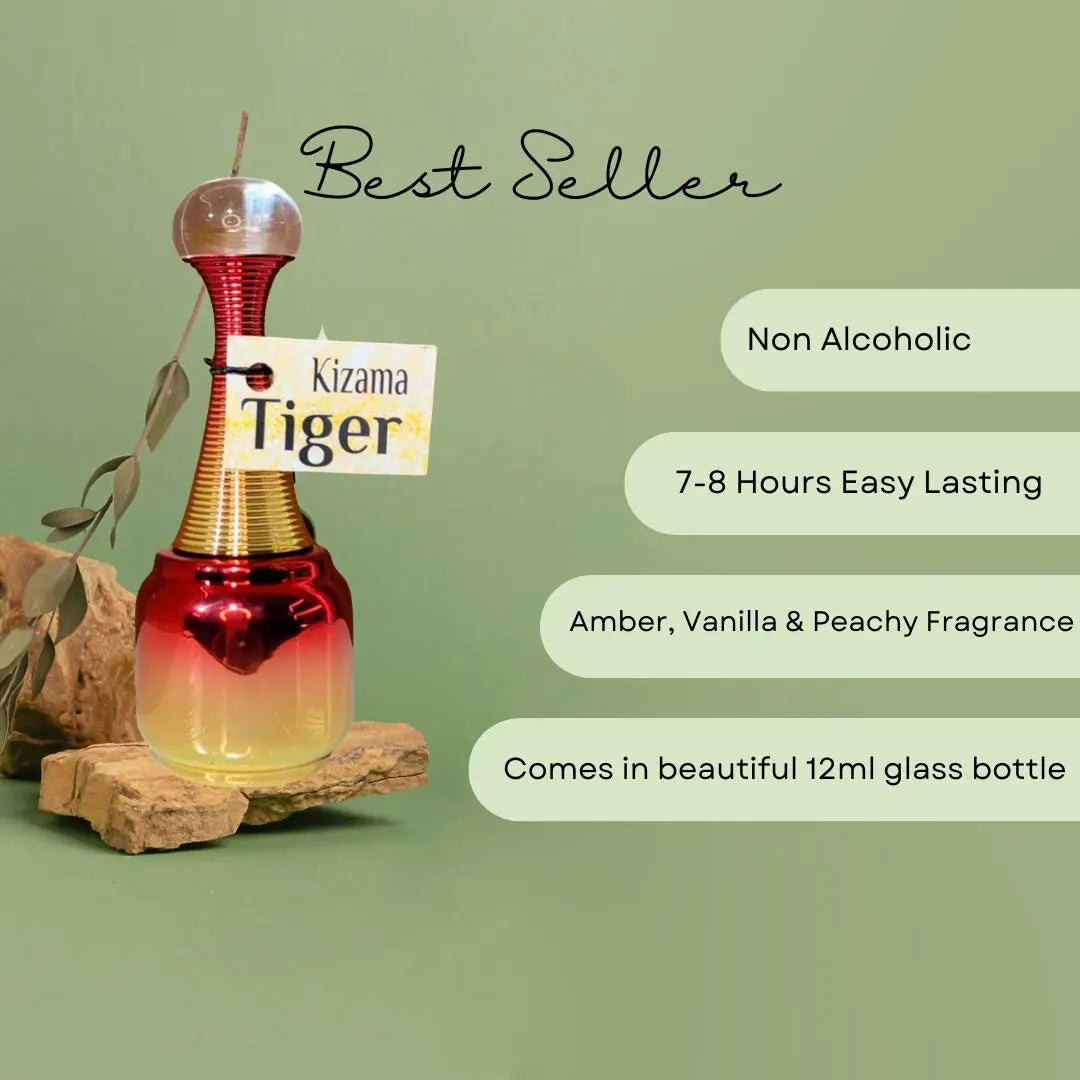 Kizama Tiger Non Alcoholic Attar for Men & Women II Attar Perfume Online Kizama Perfumery