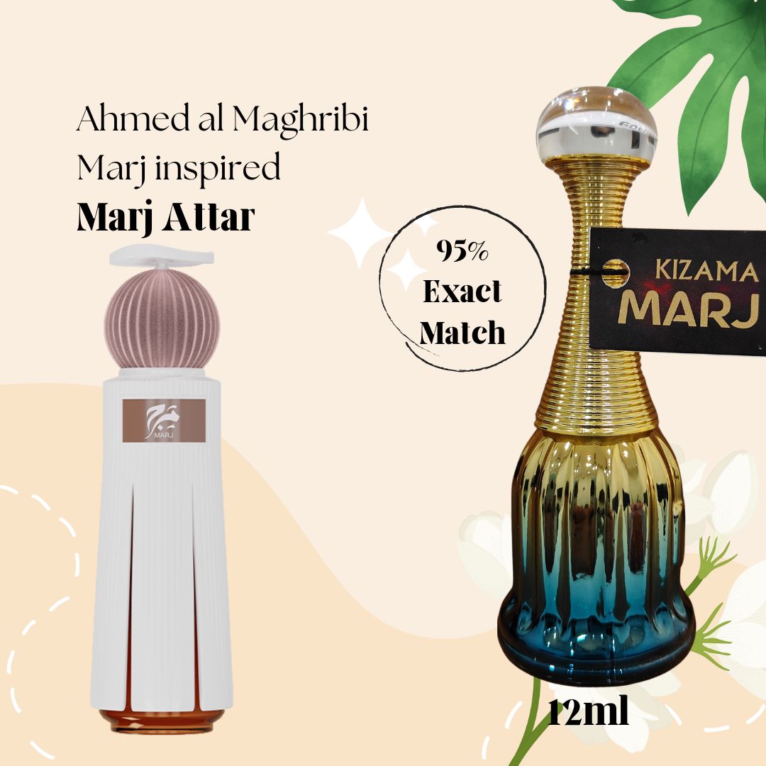 Kizama Marj Unisex Best Attar Perfume for Men Inspired by Famous Marj Perfume by Ahmed Al Maghribi Kizama Perfumery